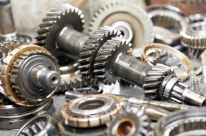 Close-up of automobile engine gears